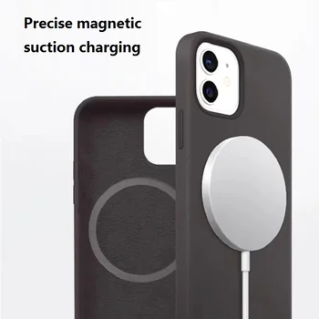 Original Pravega Usnja Magnet polnjenje Telefona Primeru za iPhone 12 Pro Magnetic Luksuzni Tekoče Silikona Pokrov