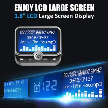 1.8-Palčni LCD zaslon, FM Oddajnik Bluetooth Car MP3 Player za Prostoročno uporabo Brezžične Transmiter Radijski Adapter USB Avto Polnilec Daljinski upravljalnik