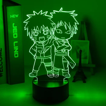 Japonski Cute Anime Naruto in Gaara Slika 3d Led Nočna Lučka za Otroke Spalnica Dekoracijo Najboljše Darilo za Rojstni dan Otroka Postelji Svetilko