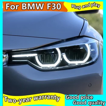 Avto styling Za BMW serije 3 F30 F35 Žarometi 2013-Dvojno Žarka Objektiv Projektorja Vse LED Žarometi, Led DRL turn luči