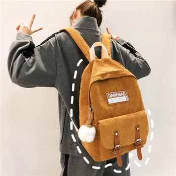 Moda za ženske, nahrbtnik, klasična Harajuku študent šolsko torbo, luštna punca prugasta velvet nahrbtnik, velika zmogljivost potovanja nahrbtnik