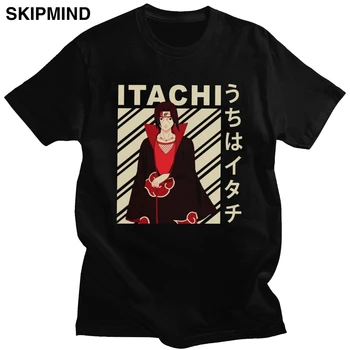 Naruto Shippuden Tshirt Moški Bombaž Itachi Uchiha T Shirt Anime Manga Tees Posadke Vratu Kratek Rokav Urban T-shirt Obleko Darilo