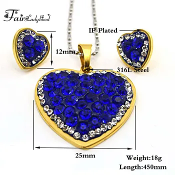 Fairladyhood priljubljen kristal iz nerjavečega jekla nakit set v obliki srca ženske ljubezni brezplačne dostave verige