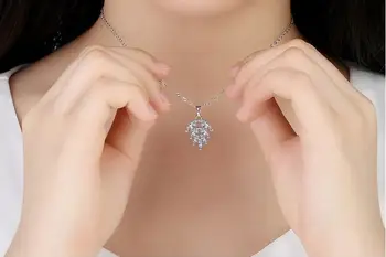 925 sterling srebrni modni, svetleči kristali Ledu listi ženske'pendant ogrlice ženske, nakit kratek polje verige padec ladijskega prometa