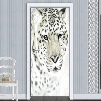 Bela Povzetek Tiger Zidana 3D Ozadje, Dnevna Soba, Spalnica Vrat, Ustvarjalne Dekorativni PVC samolepilne Nepremočljiva Nalepke, Freska