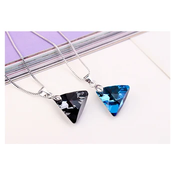 BeBella trikotnik kristalni obesek ogrlico z Avstrijskimi Kristali Swarovski za ženske, dekleta Božično darilo