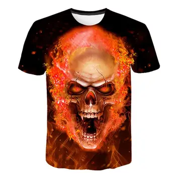 Halloween Buče 3D Print majica s kratkimi rokavi Moški pisane lobanje smešno Priložnostne Harajuku Kratek Rokav T-shirt nov poletni modni o vratu vrhovi