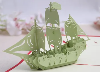 10pcs Jadranje Čoln, Ročno izdelan Kirigami Origami 3D Pop UP Pozdrav Vabilo kartice Za Poroko, Rojstni dan Darilo