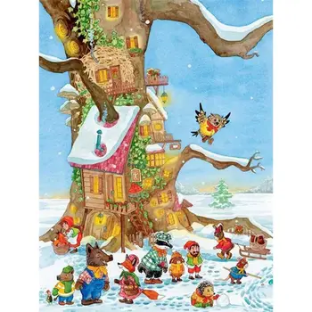GATYZTORY Božično Drevo V Snegu Zimska Pokrajina Barvanje Z Številkami Kompleti Za Otroke Diy Darilo brez okvirjev Platno Za Domačo Steno Deco