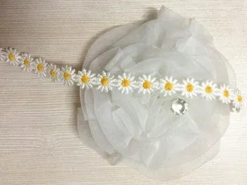 1.2 cm bela in rumena marjetica vodi topen čipke, daisy čipke obrezovanje,mala marjetica cvet čipke,XERY13301