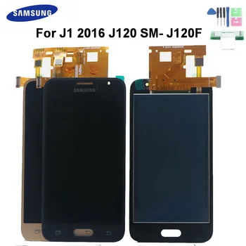 J120 LCD zaslon Za SAMSUNG Galaxy J1 2016 J120 SM - J120F J120M Zaslon, Zaslon na Dotik, Računalnike Z svetlosti adjustmen