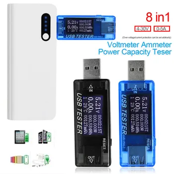 8-v-1 USB Toka In Napetosti Detektor Digitalni Dispay 4V-30V Tester Trenutno Napetost Polnilnika Zmogljivosti Zaslona