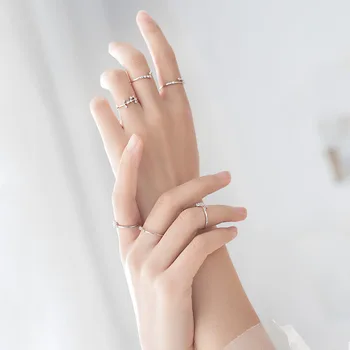 2020 Nova Dvojna Plast Geometrijsko Odprti Prst Prstan Za Ženske Minimalističen Dodatki Darilo