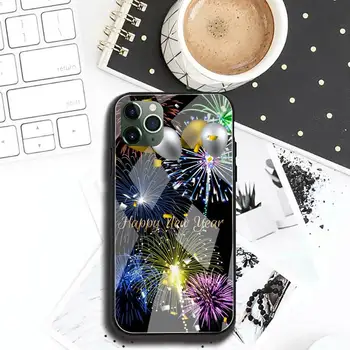 Srečno Novo Leto Primeru Telefon Kaljeno Steklo Za iPhone 12 max pro mini 11 XR Pro XS MAX 8 X 7 6S 6 Plus SE 2020 primeru