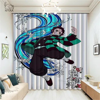 Kimetsu Ne Yaiba Tanjirou Nezuko Anime Obročki Za Zavese Za Windows Ravno Kuhinjske Zavese Dom Dekoracijo Palico Mikro Senčenje