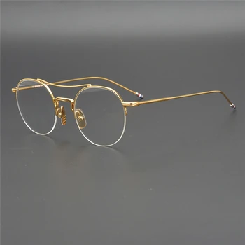 Vintage očala ultralahkih zlitine klasične krog halfrim okvir TB903 literarni slog ' enske mo {ki za zdravila na recept objektiv brezplačno ladja