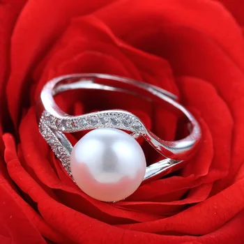 Cauuev realno sladkovodnih biserov obroč za ženske 925 sterling srebro nastavljiv prstan AAAA naravni biser Poročni Prstani, nakit