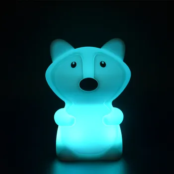 Fox LED Night Light Touch Senzor 9 Barve Risanka Silikonski Svetilko, Baterijski Pogon Spalnica Postelji Lučka za Otroke, Otroci Baby Darilo