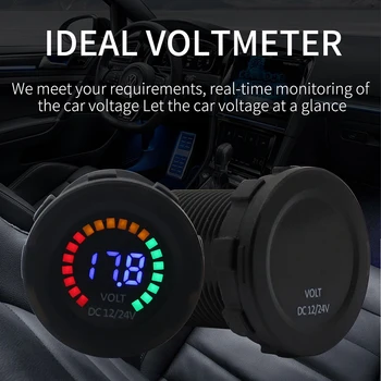 2019 12/24V Barvni LED DC Voltmeter Digitalni Prikaz z Nizkim Tlakom Zumer Alarm Nepremočljiva Tester Volt Merilnik Avto Dodatki