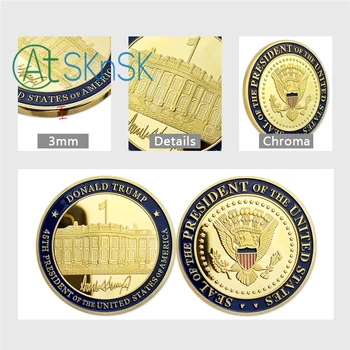 Modni pečat predsednik amerike zlatnik 45. predsednika Združujejo članice Donald adut izziv zbirateljskih kovancev