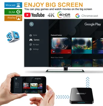 MECOOL KM3 Android 10.0 Smart TV Box 4G DDR4 64 G 4K HDR Google Doma Igrajo Cast Ultra HD TV Box USB 3.0 Media Player Glasovni Nadzor