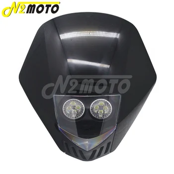 Črna HMX LED Dual Sport Motocikel Smerniki Oklep Umazanijo Kolo Glavo Svetilka Motokros za Yamaha YZ XT WR TTR TT Kawasaki Honda
