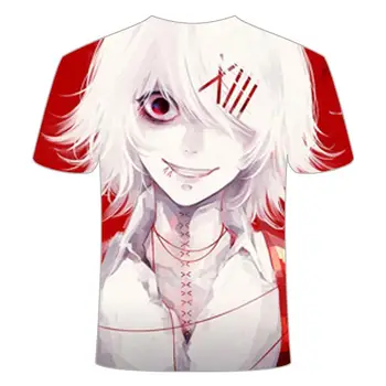 Zabavne majice Tokyo Ghoul majica s kratkimi rokavi Moški Krvi Tshirts Priložnostne Harajuku Shirt Tiskanje Japonske Anime Obleko Cosplay Tshirt Natisnjeni vrhovi