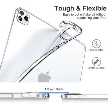 Shockproof Mehko Silikonsko ohišje za iPad Apple Pro 11 Za 12,9 2020 A2069 A2229 A2232 A2233 Prilagodljiv Odbijača Pregleden Zadnji Pokrovček