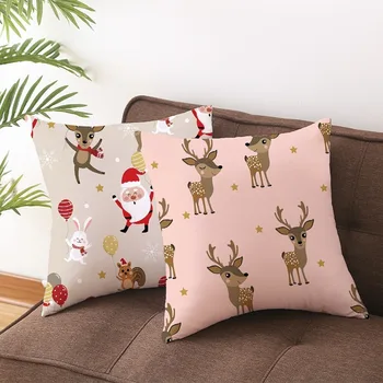 Božič dekorativni vzglavnik Breskev kožo žametno Vesel Božič Risanka Santa Claus Vrgel Blazino Primeru Zajema Elk Prevleke