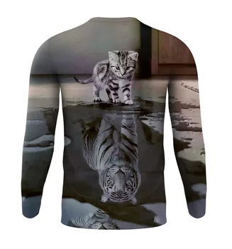 Pomlad Jesen 3D MAČKA T-shirt Priložnostne Tiger majica s kratkimi rokavi Moški z Dolgimi rokavi Mehanske zabavne majice Punk Natisnjen Tshirt Smešno Rock