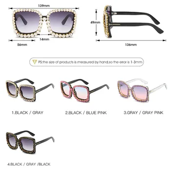 2020 Letnik Prevelik Kvadratnih Pisane Diamond sončna Očala Ženske Luksuzni Kristalno Modna sončna Očala Za Žensko Nosorogovo UV400