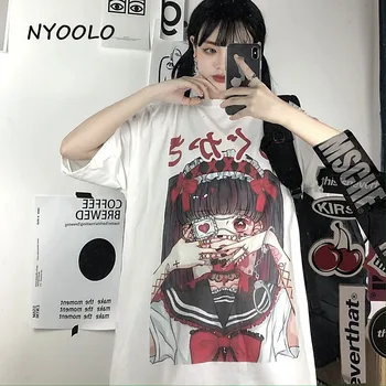 NYOOLO Harajuku ulične bolan devica grafiti, tiskanje kratek sleeve majica s kratkimi rokavi ženske obleke poletje O-vratu hip hop tee shirt vrhovi