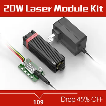 450nm Strokovno Neprekinjeno 20W Lasersko Rezanje / Graviranje Modul Modra Luč S-TTL / PWM Modulacijo Za CNC, DIY Laser