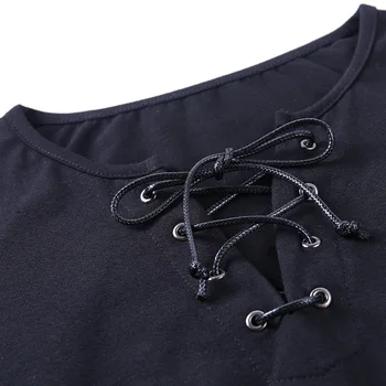 Gothblack Seksi Žensk Flare Long Sleeve Solid Color Obreži Zgoraj Gothic Slim Čipke Votlih Iz Priložnostne Tshirt Ženske Ulične Vrh