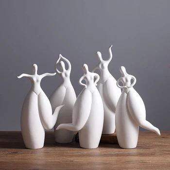 Nordijska Ples Dekleta Bele Keramike Miniaturni Model, Doma Dekoracijo Figurice Fat Lady Okraski Dekor Dodatki Kiparstvo