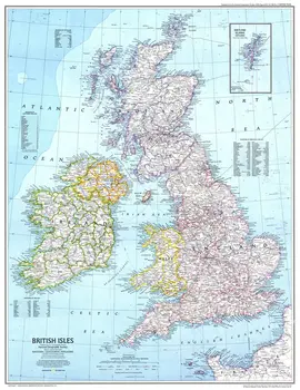 Velika Britanija GB Zemljevid Art Film Tiskanja Svile Plakat Doma Stenski Dekor 24x36inch