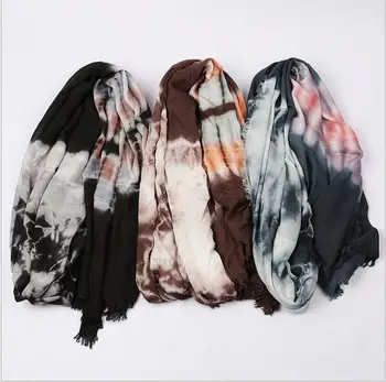 Pomlad Bombaž Maxi Rute Zaviti Ženske Muslimanska oblačila Hidžab Headscarf Turban Tie Dye zaščito pred soncem Dolgo Ruto Mehko Bonitete Foulard 200X95CM