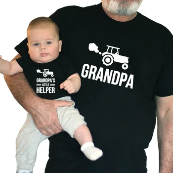 Dedek in Dedek je Malo Helper! Ujemanje Dedek in Vnuk T-majice Poletje Kratek Rokav Ujemanje Družino Videz Obleke
