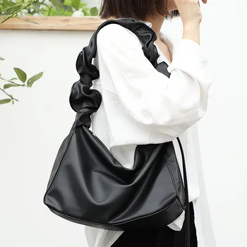 Korejski ženske Ramo torbe, moda Gube messenger Bag za ženski torbici, Velike zmogljivosti, Mehko pu usnje gospe roko vrečko bolsa