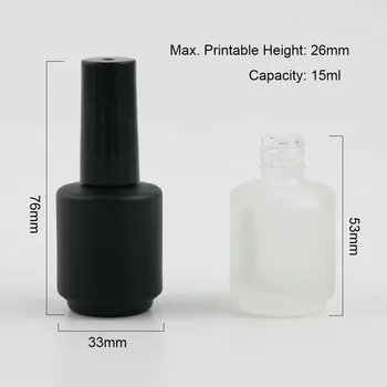 12 x 15ml Prazno lak Steklenico Pregledna Bela Črna Frost Stekla Pakiranje Steklenica s Črnim Čopičem Skp Kozmetični Posodo