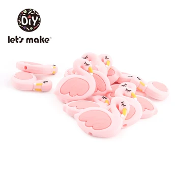 Naredimo Mini Flamingo Silikonski Začetnih Kroglice 100 kozarcev zdravstvene Nege Ogrlica DIY Otroška Oprema Najnovejši BPA Free Baby Teethers