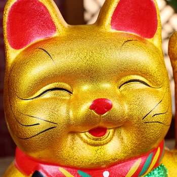 Velika 15 Cm Keramični Srčkan Smeška Srečen Mačka Figurice Feng Shui Bogastva Bogastvo Okraski Tresenje Rok Dom Dekoracija Dodatna Oprema