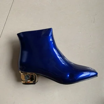 ANOVISHANA Plus velikost 44 45 Modni ženski škornji nizkih petah, Jeseni, pozimi, lakastega Usnja čevlji Seksi Gleženj Škornji stranka čevlji bota