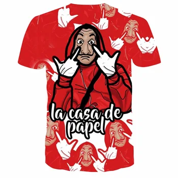 Moška Majica s kratkimi rokavi Smešno Design La Casa De Papel Majica s kratkimi rokavi Moški 3D Tiskanih Moških Kratek Rokav Hiša iz Papirja T-Shirt Vrhovi Hip Hop Majica s kratkimi rokavi