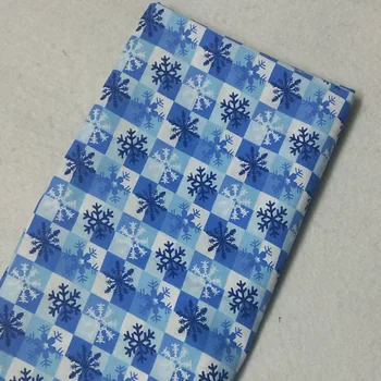 Čisto Novo Zasnovo Božič Modre Snežinke, Tiskanje in Barvanje Bombažne Tkanine 50x105cm X'mas Tkanine Mozaik Krpo Obleko Ho