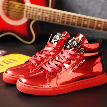 Zimski čevlji moški visoko platno čevlji moški čevlji ogledalo rdeči čevlji z visoko modni čevlji udobni čevlji za moške priložnostne čevlji