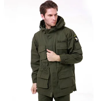 Moški Jeseni, Pozimi Multi-Nepremočljiva pocket Vojaške Camo Taktično Windbreaker Suknjič Mens Hooded Coats Vojske 101 Zraku Oddelek