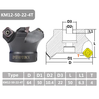 XCAN KM12R50-22-4T Karbida Vstavite Vpet Obraz Mlin CNC Stružnica Rezkanje Rezalnik