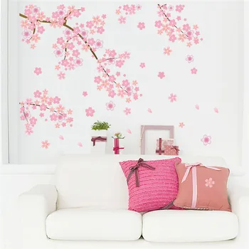 Roza Češnje cvetovi drevo romantično diy doma stenske nalepke nalepke dekleta spalnica TV ozadju dekorativni trgovina zidana kuhinja