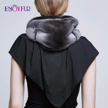 ENJOYFUR Pristen Mink Krzna Pokrivala za ženske Zimski Šal, Kapo Moda Elegantno Toplo Lady Kape Novo Krzno Beanies